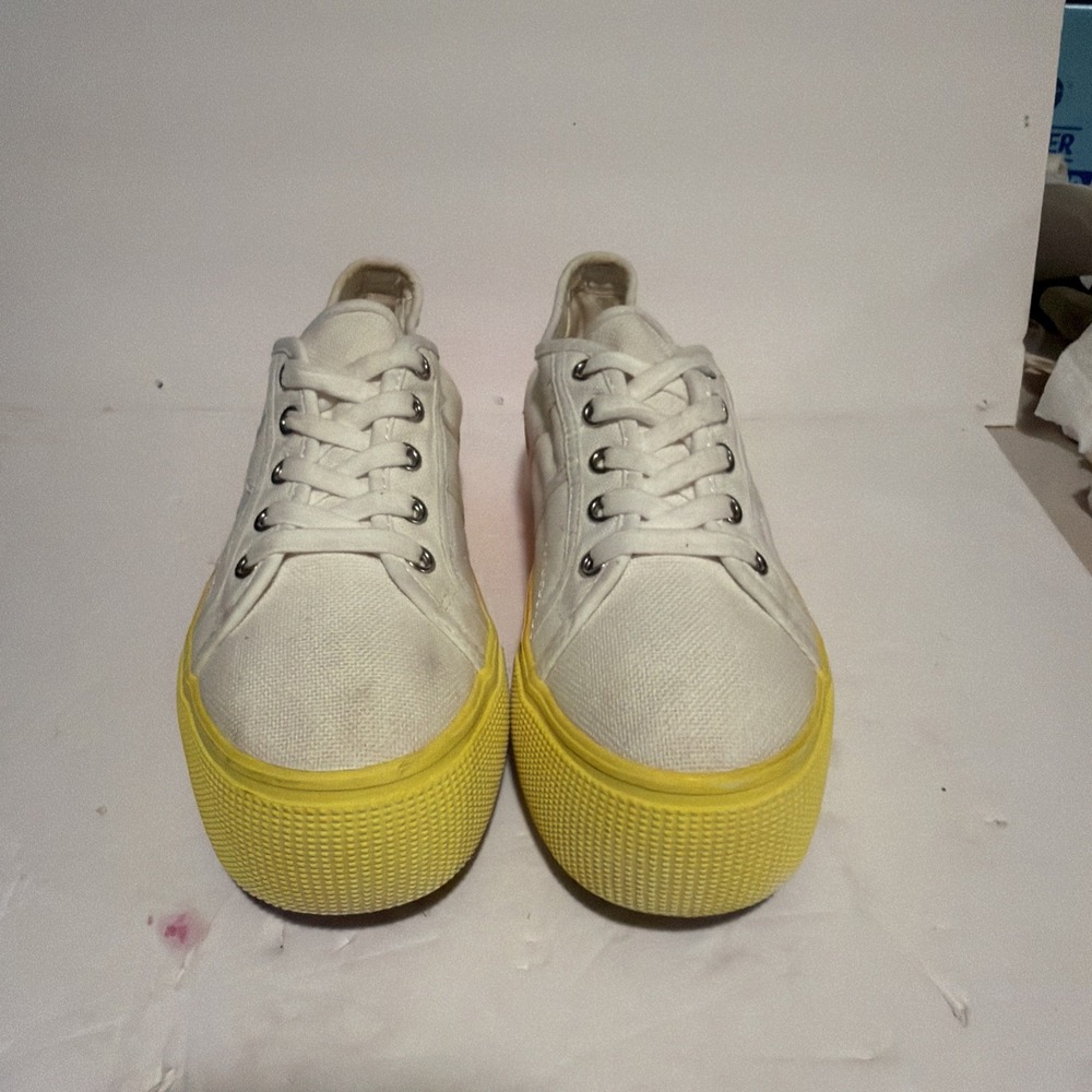 Steve Madden Platform Sneaker Women 8M White Good Rainbow Gradient Lancer